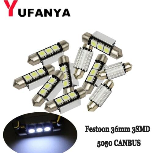 10 PCS/20 PCS /30PCS Festoon 36mm C5W 3SMD 5050 LED CANBUS 12V NO Error Festoon Bulb Car Licence Plate Light Auto Housing Lamp