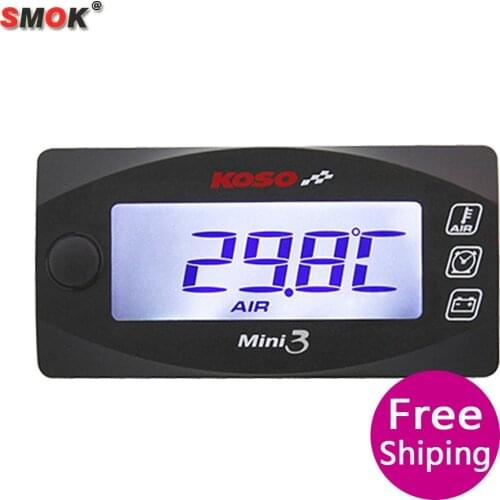 Mini Style Instruction LED Display Meter KOSO MINI 3 digital (Air Temp+Time+Volt Meter) for Racing and Scooter