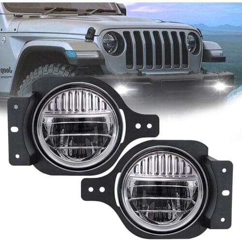 JL1084 4 Inch LED Fog Lights for 2018+ Jeep Wrangler JL Front Bumper Replacements White CREE Led Chip Lights LANTSUN