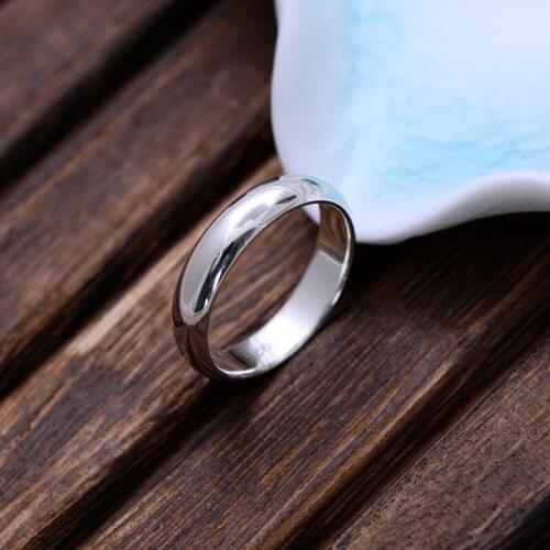 SA SILVERAGE Trend for Men and Women Width 0.45cm Wedding Bands S925 Silver Smooth Simple Couple 5g Silver Ring Classic