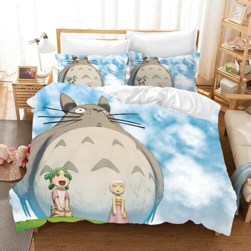 Cute Totoro Anime 3D Printed Bedding Set Cartoon Duvet Cover Cover Set Design Home Textiles For Girl Kids Gift 2/3pcs