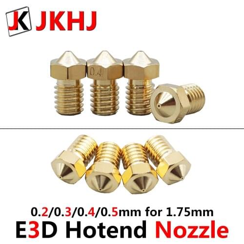 3D Printer Parts E3D hotend Nozzle High Precision Brass Nozzle 0.2/0.3/0.4/0.5mm for V5 V6 j-hend hotend 1.75mm 4