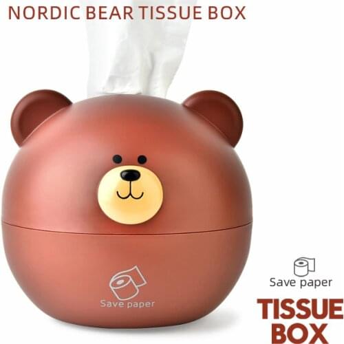 Cartoon Cute Bear Tissue Box Kitchen Paper Towel Holder Roll Paper Storage Box Organizer Napkin Container Toilet Accessories