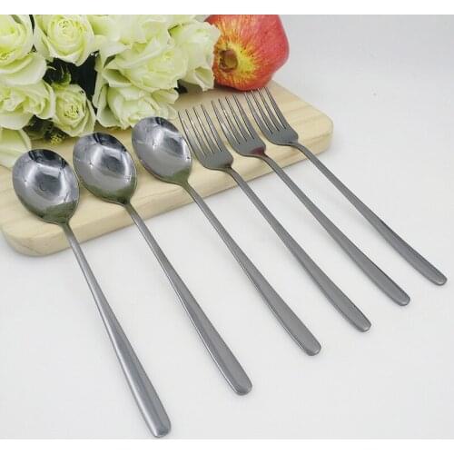 Cutlery Suit Spoon Fork Coffee Dessert Tea Ice Creak Cake Forks Spoons Rice Spoon Round Head Spoon Mirror Polished Dinner 6pcs