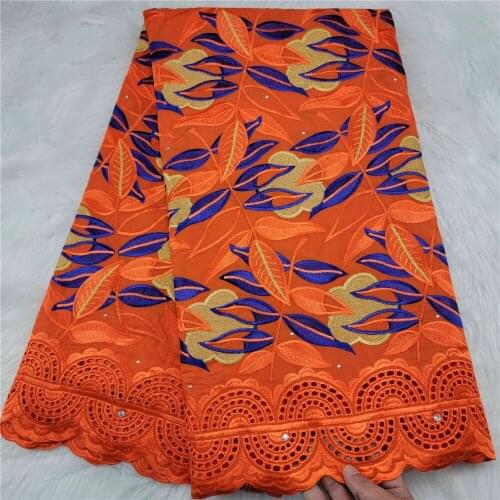 2021 New African Cotton Swiss Voile Lace In Switzerland With Stones African Lace Fabric 5 Yards For Nigerian Wedding HLC324