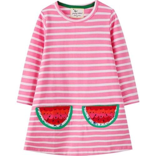New Arrival Stripe Baby Party Dress for Autumn Spring Girls Cotton Clothing Watermelon Embroidery Cute Costume