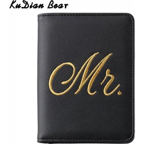 KUDIAN BEAR Couple Travel Passport Cover Rifid Credit Card Holder Embroidery Men Women Passport Case BIH208 PM49