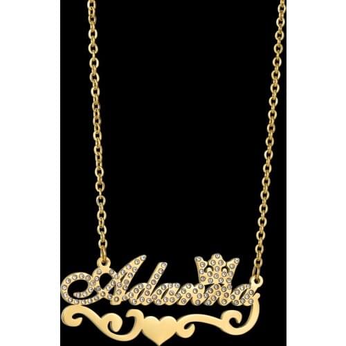 Custom Name Necklace Stainless Steel Personalized Number Letter Heart Crown Diamond Pendant For Man Woman Birthday Jewelry Gift