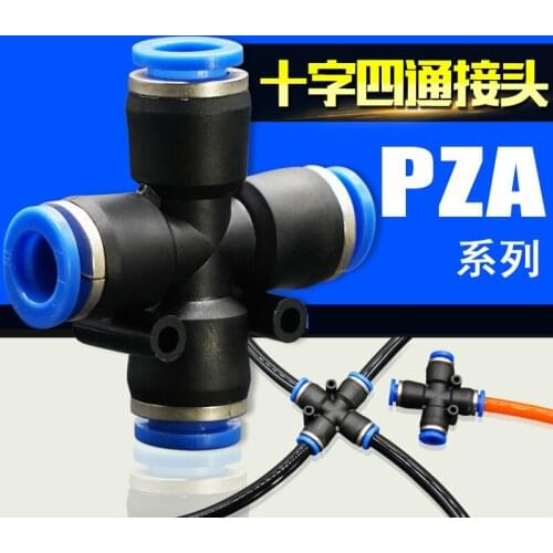 Cross Style Pneumatic Tube Push in Quick Fittings PZA4 PZA6 PZA8 PZA10 PZA12