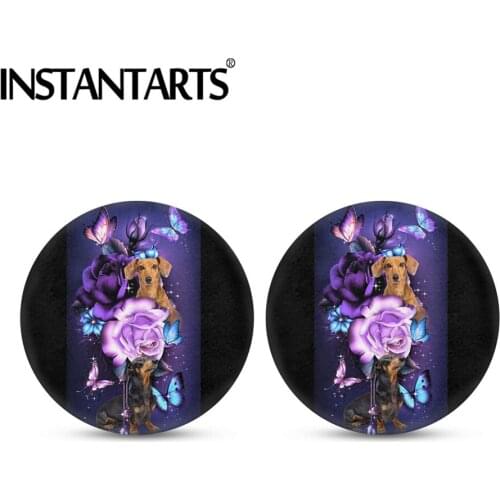 INSTANTARTS Fashion Dachshund Magical Dog Pattern Cup Cup Holder Coasters for Women Girls Set of 2 Car Accessories Drink Cup Mat
