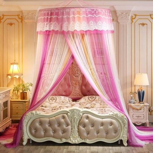 Princess Dome Hung Mosquito Net Gradient Color BedTent Curtain Foldable Elegant Fairy Lace Bed Canopy Girls Room Decor