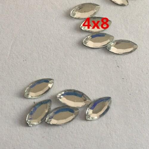 4*8MM 1400pcs Clear Crystals White Horse eye Rhinestone Acrylic Flatback Strass Crystal Stone For Clothes Dress Craft