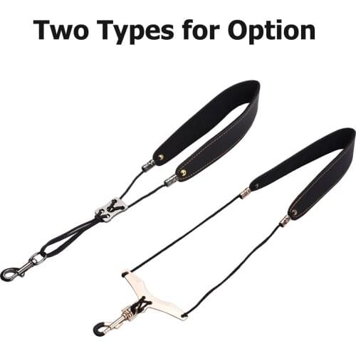 Adjustable Saxophone Neck Strap Soft Leather Padded Sax Strap with Metal Hook for Saxophones Clarinets Accessories colour Black