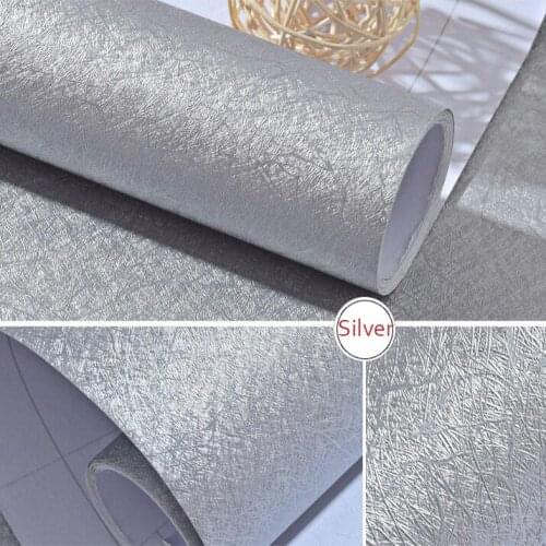 Silver Embossed Solid Colour Self adhesive Wallpaper PVC Waterproof