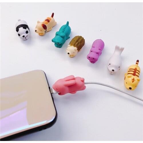 South Korea Cartoon Take a Bite Ultragrow Data Cable Protective Charging Cable Small Animals Bite Line the Headphones Protection