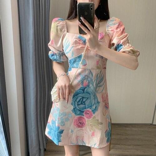 Woman Dresses Floral Skirt Short Dress Vestido De Mujer Femme Robe