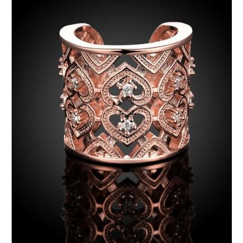 Love Gift Rose Gold Overlay Fashion Rings for women White crystal jewelry ring size 7 8 AR2049