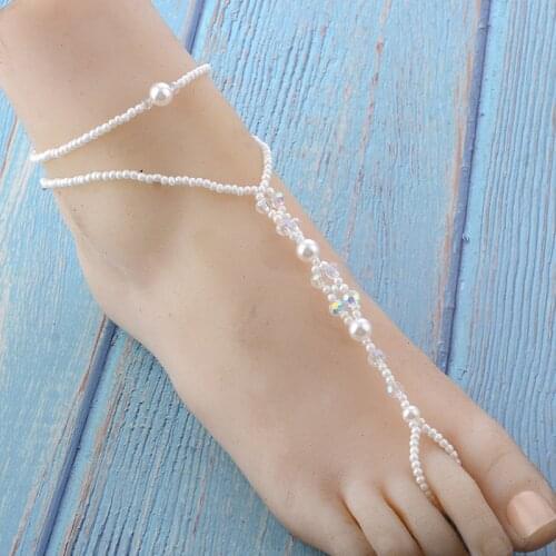 1PCS Women Imitation Pearl Anklet Barefoot Sandal Anklet Foot Chain Toe Beach Ankle Bracelet