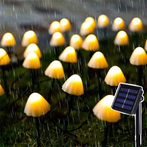 10/20/30LED Solar Led Light Outdoor Garden Decoration Mushroom Lights Waterproof Fairy Light Garland Festoon Solar Lamp Outdoor