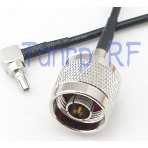 10pcs 6in CRC9 male right angle to N male plug RF connector adapter 15CM Pigtail coaxial jumper cable RG174 extension cord