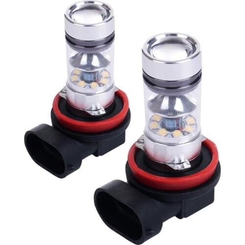 2 Pieces Car H11 DC9V-30V 100W 20LED White Projector Fog Driving Light Bulb