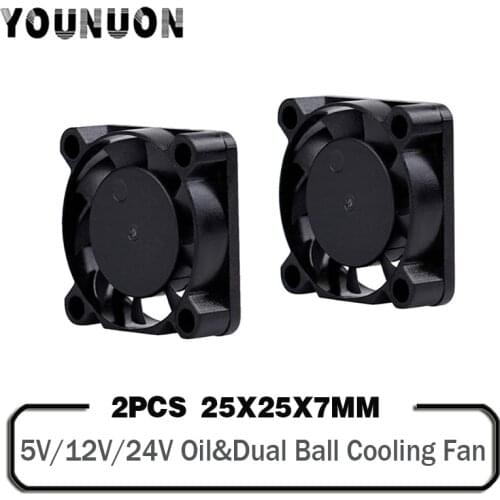 2 Pieces DC 5V 12V 24V 25mm 2507 Fan 25x25x7mm Cooling Radiator Heatsinks Fan