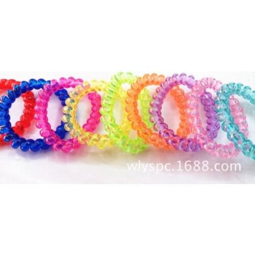 20sets 100pcs/set Hot Sale Solid candy color hair scrunchies rope for girls elastic telephone wire hairband