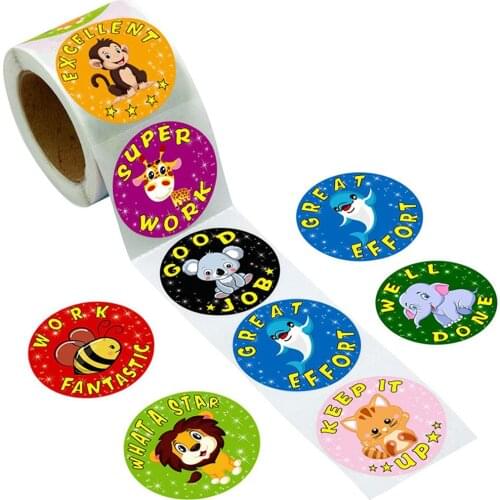 500pcs cartoon aniamls sticker teacher reward stickers cute kawaii student kids encouragement words for stationery toy diary