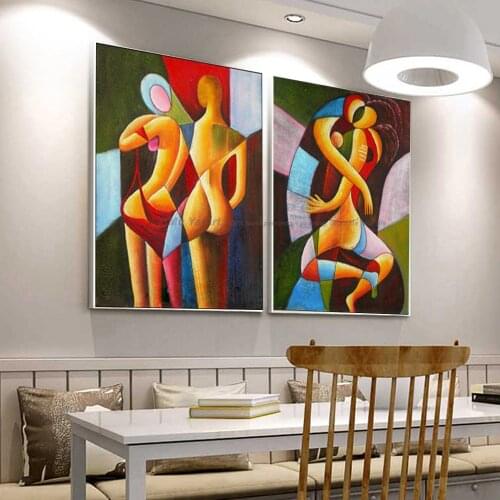 Abstract canvas painting decor 2 piece nude art wall painting living room large hand painted decorative pictures for home decor