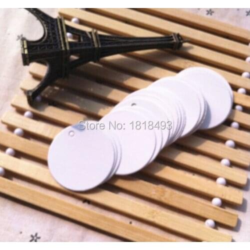Free shipping 500 pcs a lot 350 gsm dia.3.5cm blank round white paper tag/baking price tags/garment hang tag/labels/message card