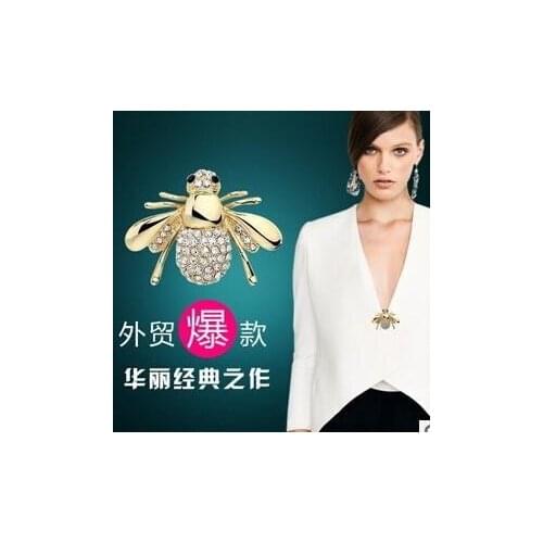 2018 new Fashion High Quality Rhinestone Animal Brooch Jewelry Lovely Alloy Bee crystal Brooches Pins Accessories for women