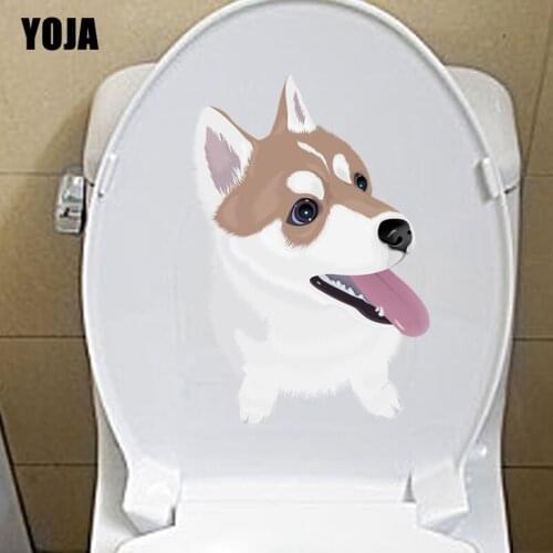 YOJA 14.7*21.8CM Interesting Dog Living Room Home Toilet Sticker Wall Decor Decal T3-0742