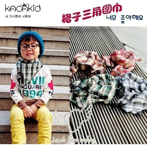 KACAKID Baby Boy Girl Bibs Scarfs Fashion Plaid Triangle Kids Children Baby Bibs Scarfs Boy Girl Cotton Comfort Baby Bibs Ka2012