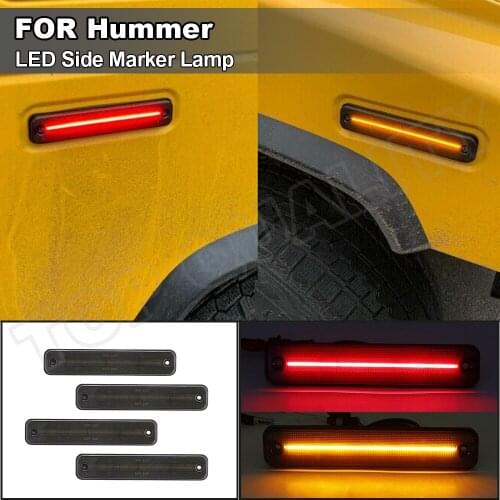 For Hummer H2 2003-2009 OEM#: 25952319 Turn Signal Lights Kit Smoked Amber / Front + Red / Rear 12V LED Side Fender Marker Lamp