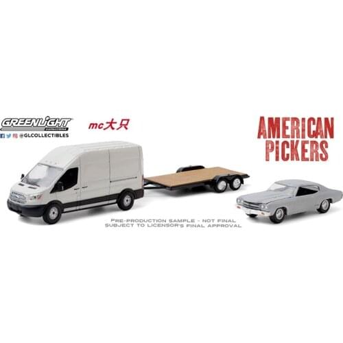 GreenLight 1:64 2015 Ford Transit 1970 Chevelle Malibu boutique alloy car toys for children kids toys Model original box