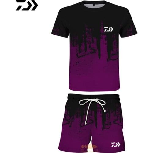 Daiwa Fishing Suit Men Summer Fishing Clothing Sportswear 2 Piece Outdoor Shorts Fishing Pants Quick Dry Sport Fishing T Shirt