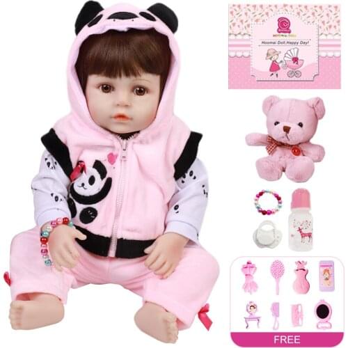18"48CM Bebe Reborn Soft Silicone Realistic Baby Full Body Hair Toy Doll Smooth Vinyl Body Toddle Reborn Doll Toys for Children