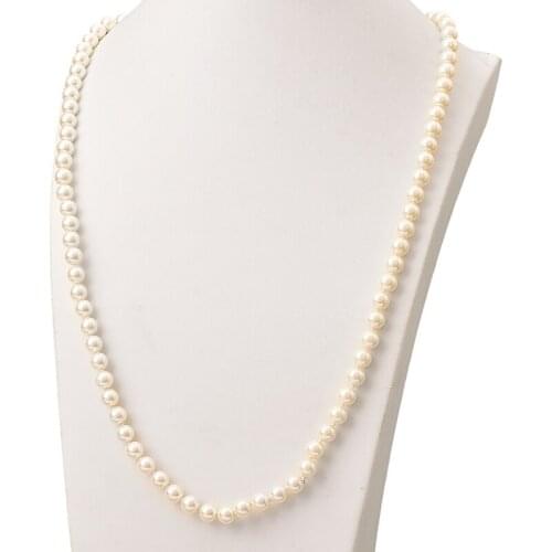 Wholesale 8mm White Long Pearls Chain Necklace Statement Women Created For Wedding Gifts Imitation Pearls Necklace 36inch H857