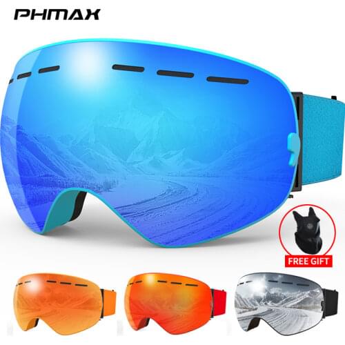 PHMAX Brand Ski Goggles Double Layers Anti-Fog Ski Mask Glasses Men Women Snowboard Goggles Outdoor Sports Skiing Eyewear