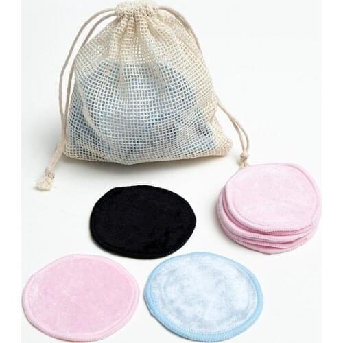 12 Pcs/Pack Cleansing Facial Pad Washable Reusable Bamboo Fiber Makeup Remover Pads Cotton Bag Rounds Skin Care Cosmetic Tools