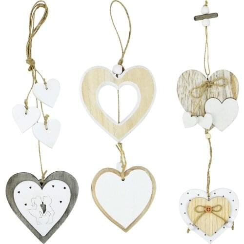 1Pcs Wooden Heart Pendant Wood Hollow Heart Crafts Hanging Decor For Vintage Wedding Birthday Party Supplies Valentines Day Gift