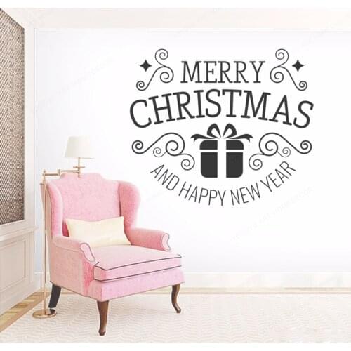Holiday Vinyl Decal Merry Christmas Wall Decor Sticker Kids Room Decor NurseryRoomHappy New Year Wall Mural Window DecorHL16