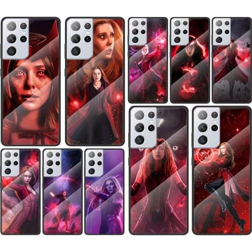 Scarlet Witch Marvel for Samsung Galaxy S21 Ultra Plus A72 A52 4G 5G M51 M31 M21 Luxury Tempered Glass Phone Case Cover