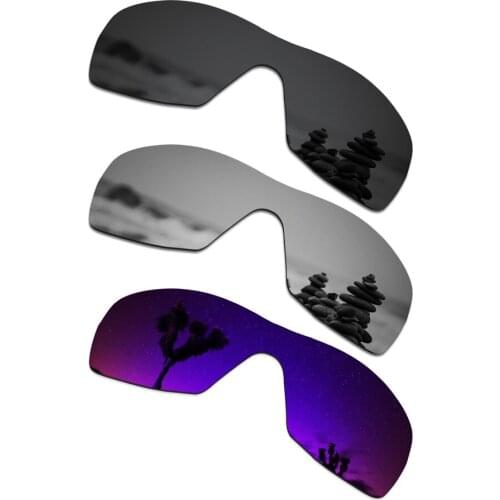 SmartVLT 3 Pieces Polarized Sunglasses Replacement Lenses for Oakley Dart Stealth Black and Silver Titanium and Plasma Purple