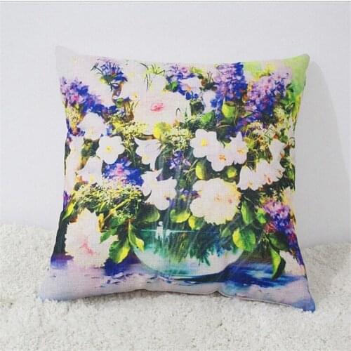 Vintage Flowers Cotton Linen Cushion Cover Decorative Pillowcase Chair Seat and Waist Square 45x45cm Pillow Cover Home Living