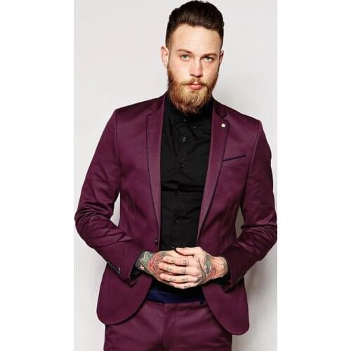 High Quality One Button Groomsmen Peak Lapel Groom Tuxedos Men Suits Wedding/Prom Best Man Blazer ( Jacket+Pants+Tie) T14