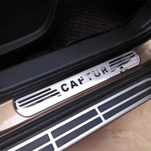 Captur Door Sill Scuff Plates Cover Stainless Steel Door Sill Protective Cover for RENAULT CAPTUR 2014-2019