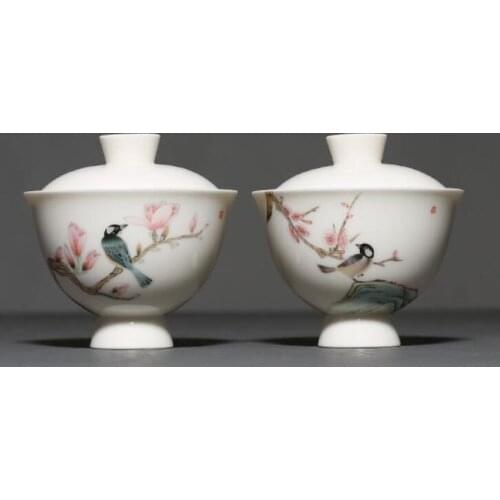 120ml Hand Painted White Porcelain Gaiwan Kung Fu Tea Set Household Tea Bowl Ceramic Teapot Teapot Home Decor Gifts for Friends