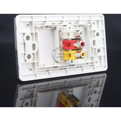 120 x70MM Wall Face Plate 3RCA AV Socket Panel Faceplate Outlet Adapter