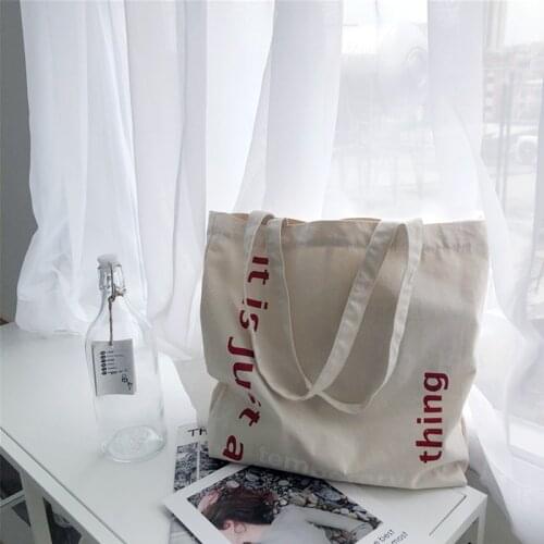 2021 Womens Shoulder Bag Bag for Shopper Canvas Tote Bag Fashion High Quality Korean Style Letter Printed Solid Color Handbags